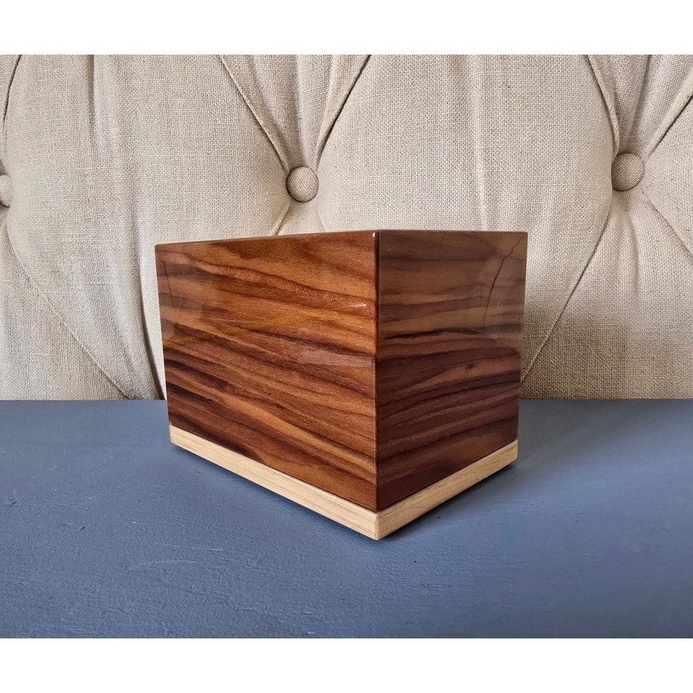 Modern Italian Wood Cremation Urn Box Handcrafted Memorial Keepsake Mahogany New